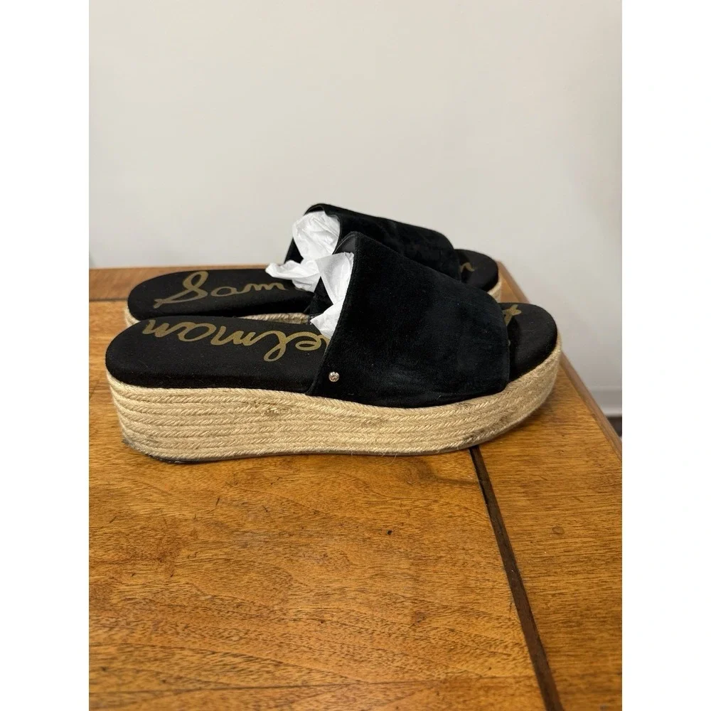Sam Edelman Women's Size 10 Black Weslee Em Espadrilles Platform Sandals Cork
